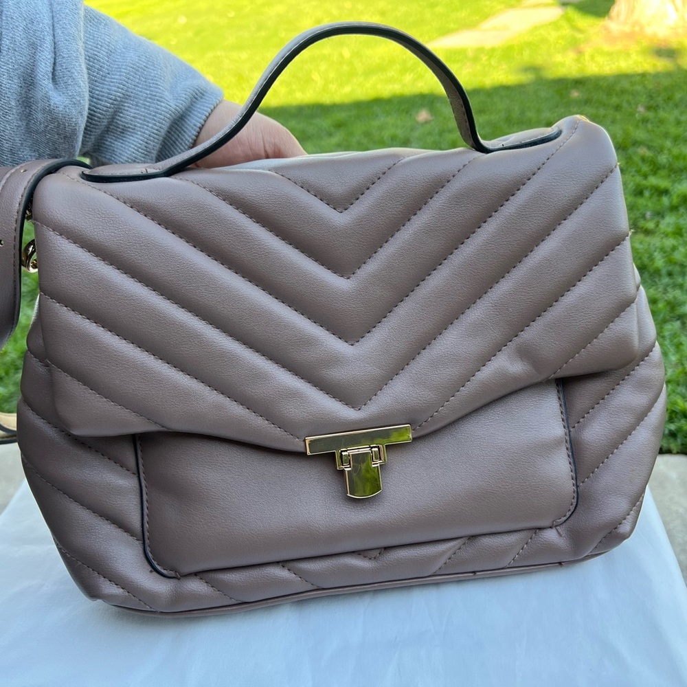 Elegant Taupe Quilted Handbag